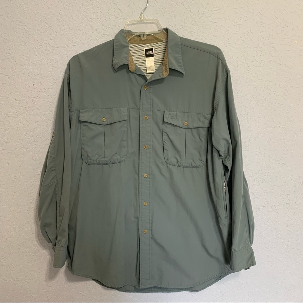 The North Face Men’s Gray Mesh Fishing Shirt Long Sleeves